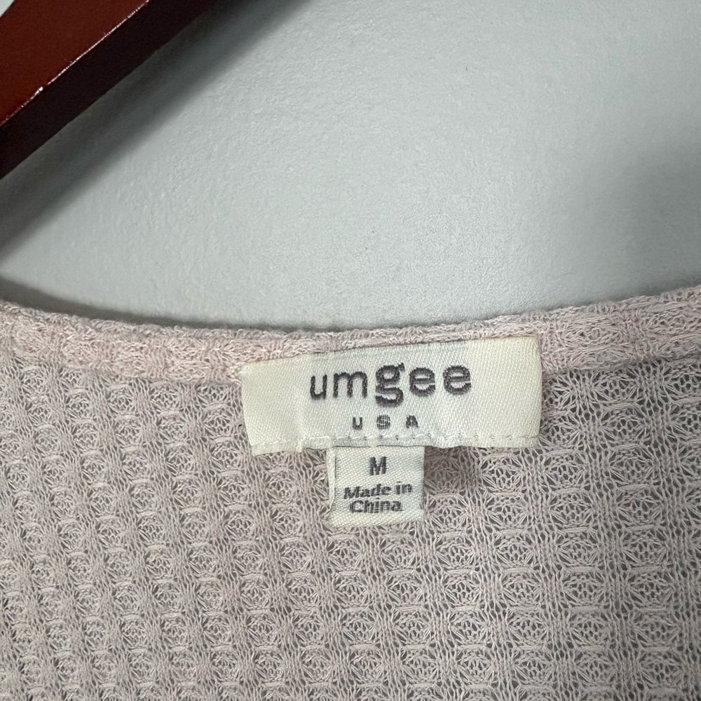 Umgee Blush Waffle Knit Babydoll Dress Medium Oversized Cottagecore Boho Pockets - Picture 6 of 6
